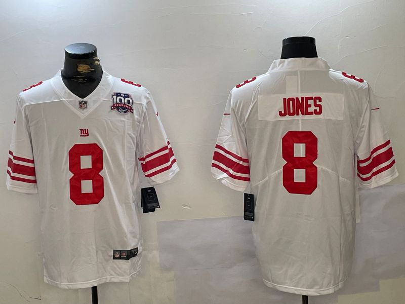 Men New York Giants #8 Jones White 2024 Nike Vapor Limited NFL Jersey style 5